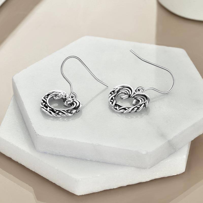 Sterling Silver Horse Drop Earrings-4