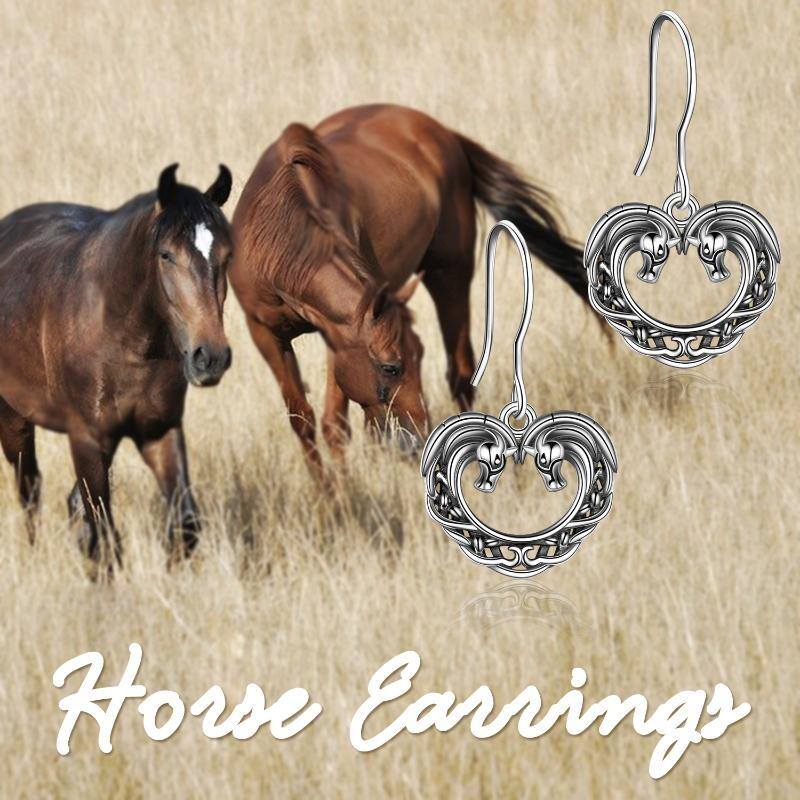 Sterling Silver Horse Drop Earrings-6