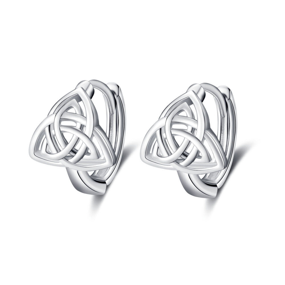 Sterling Silver Celtic Knot Hoop Earrings-1