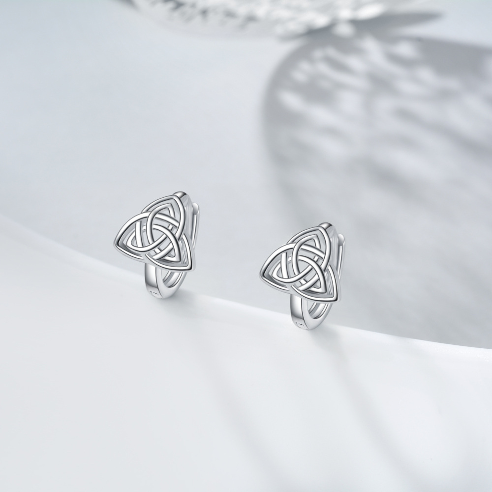 Sterling Silver Celtic Knot Hoop Earrings-3