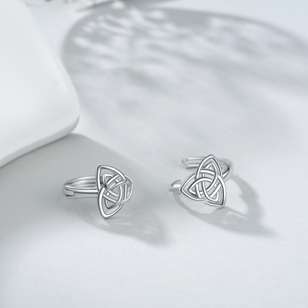 Sterling Silver Celtic Knot Hoop Earrings-4