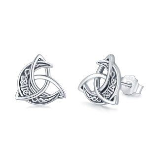 Sterling Silver Celtic Knot & Triforce Stud Earrings-4