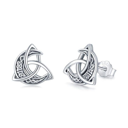 Boucles d'oreilles à tige en argent sterling avec nœud celtique Triforce