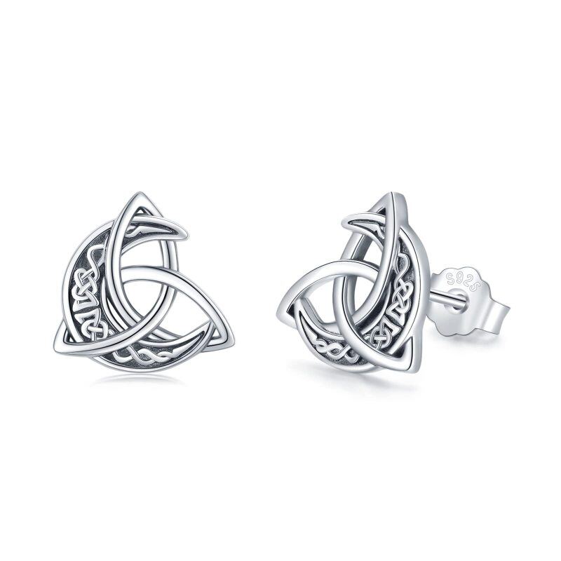 Sterling Silver Celtic Knot & Triforce Stud Earrings-17