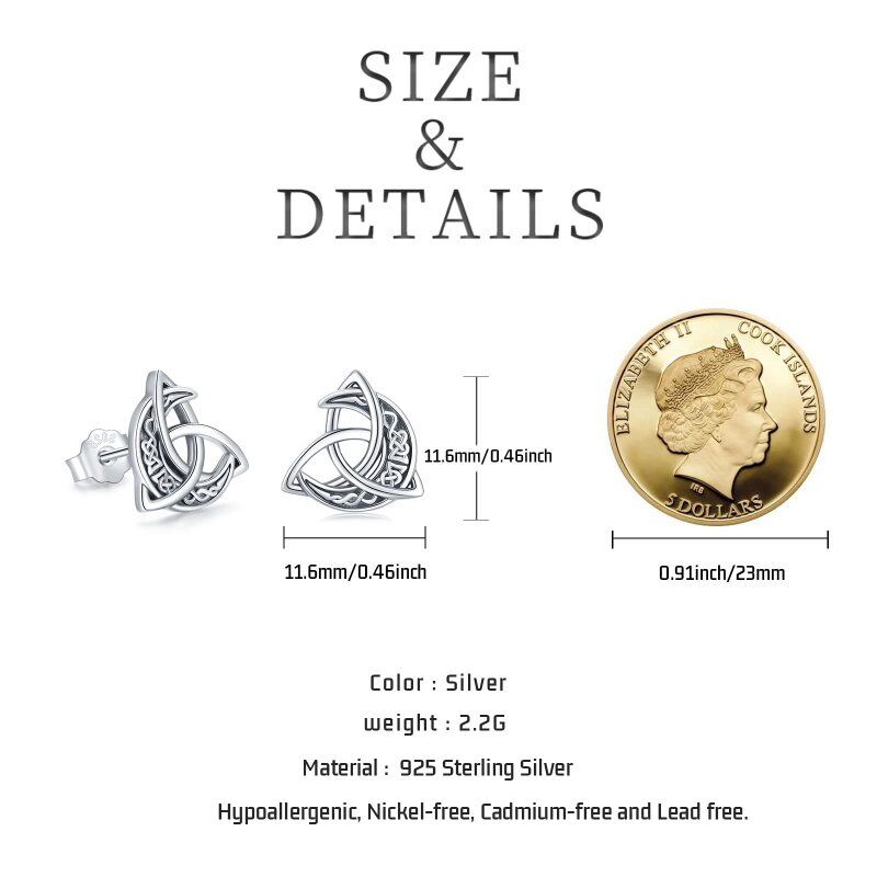 Brincos de pino de prata esterlina com nó celta Triforce-7