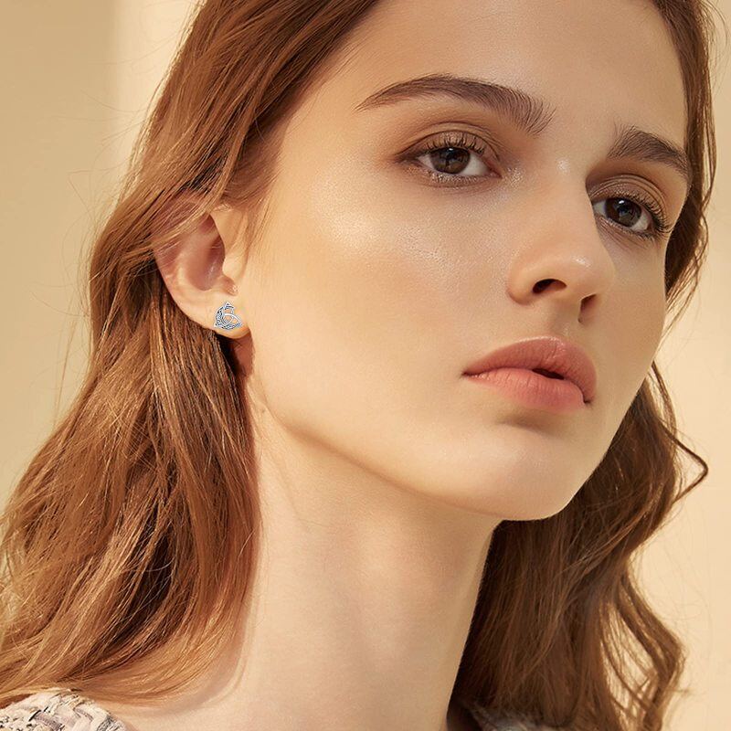 Brincos de pino de prata esterlina com nó celta Triforce-2