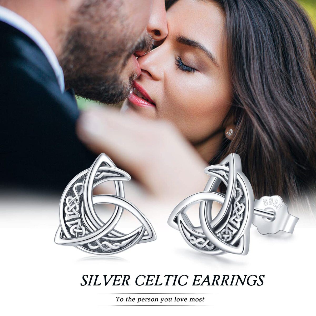 Sterling Silver Celtic Knot & Triforce Stud Earrings-5