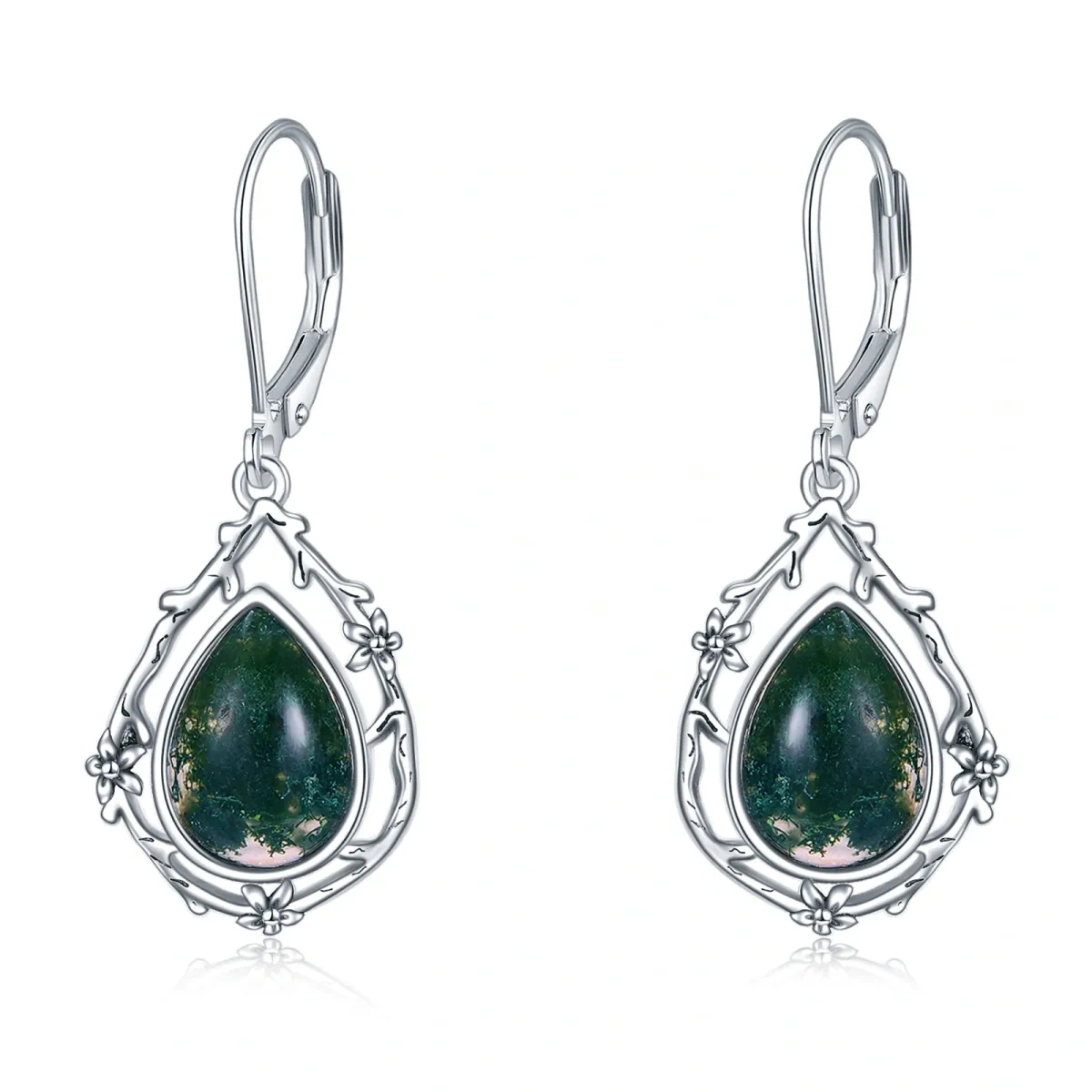 Boucles d'oreilles pendantes en forme de goutte en filigrane de pierre de lune celtique, boucles d'oreilles à levier en argent sterling-1