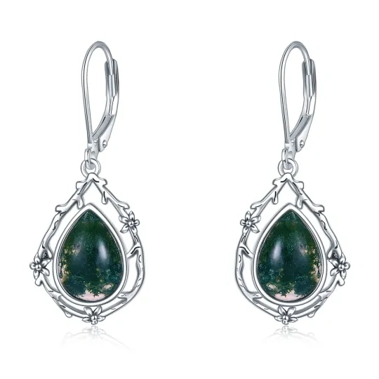 Keltische Mondstein Filigrane Tropfen Ohrringe Sterling Silber Leverback Ohrringe