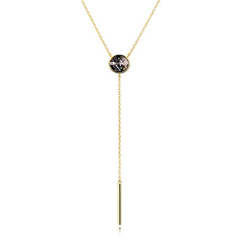 Gold Vermeil Circle Adjustable Y Necklace for Women-1
