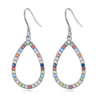 Sterling Silver Cubic Zirconia Chakras & Rainbow Drop Earrings-26