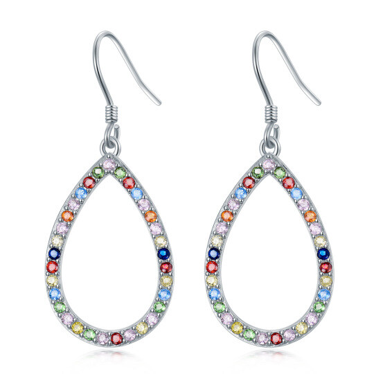 Orecchini pendenti arcobaleno con zirconi cubici in argento sterling e chakra