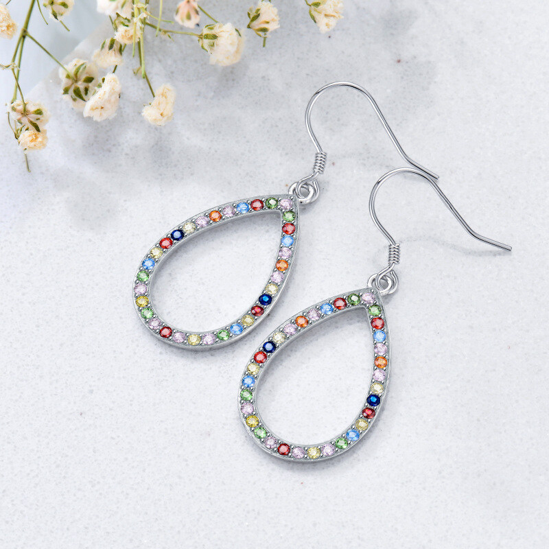 Sterling Silver Cubic Zirconia Chakras & Rainbow Drop Earrings-3