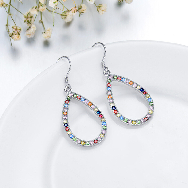 Sterling Silver Cubic Zirconia Chakras & Rainbow Drop Earrings-4