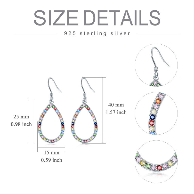 Sterling Silver Cubic Zirconia Chakras & Rainbow Drop Earrings-5