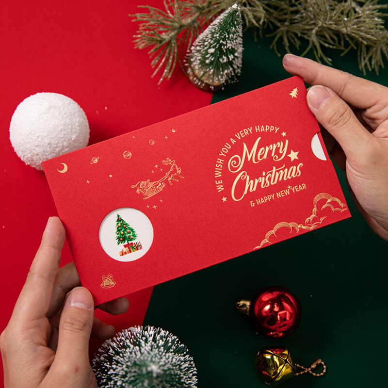 Cartes de Noël avec des images emblématiques en feuille d'or pour les amis de la famille-3