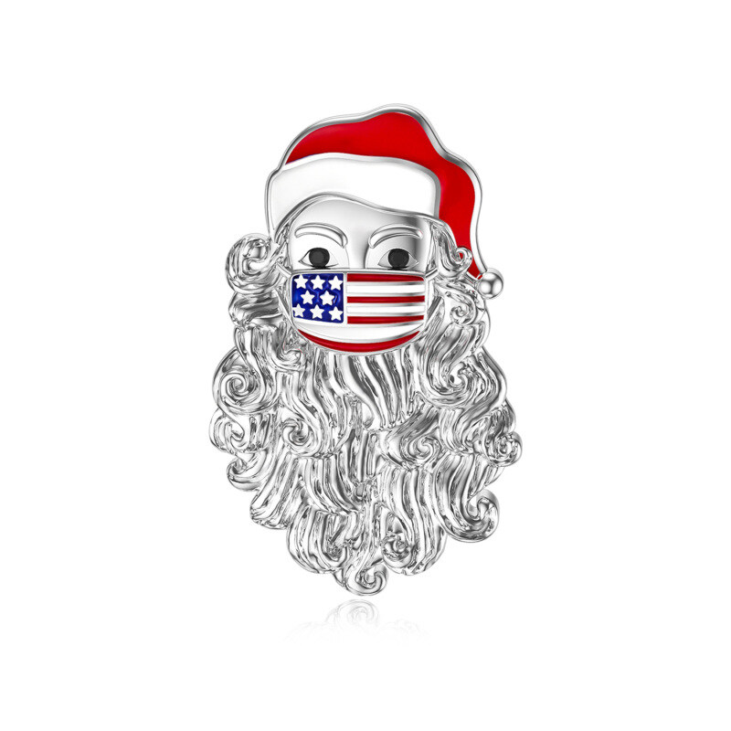 Broche de Natal em prata de lei banhada a ouro branco-1