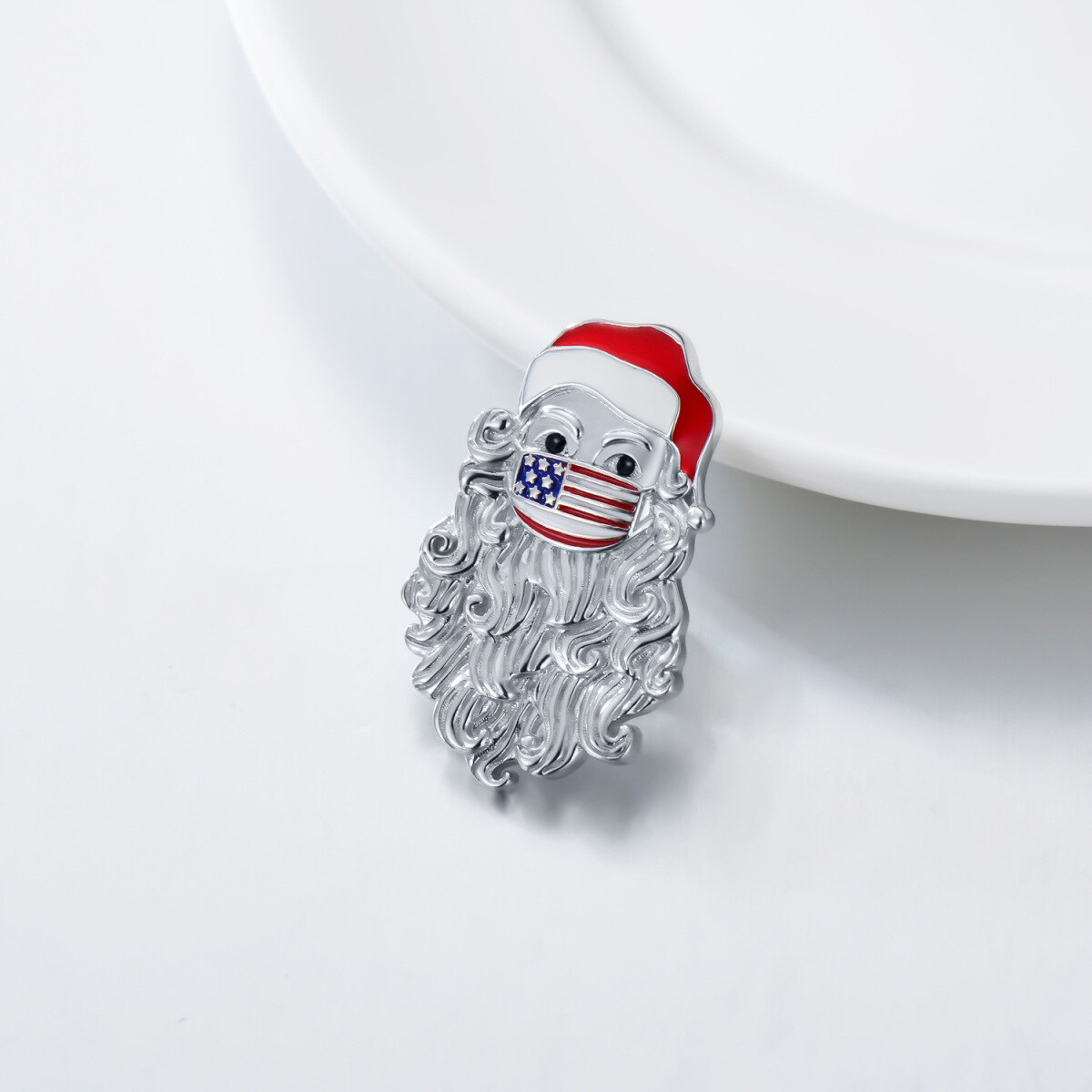 Pin navideño en plata de ley bañada en oro blanco-2