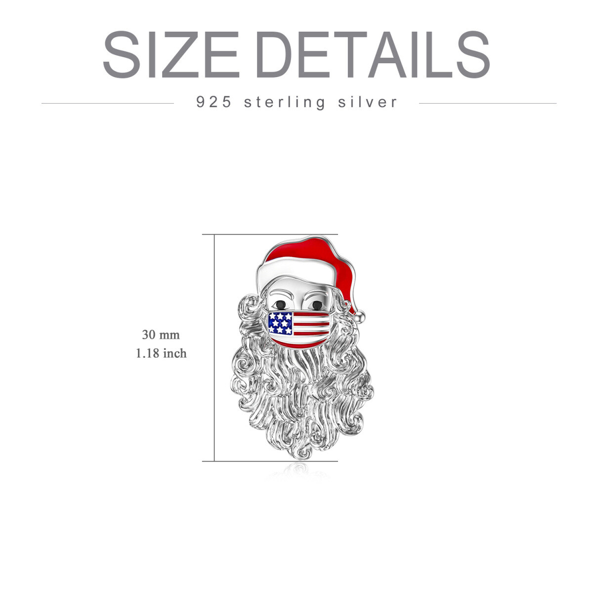 Pin navideño en plata de ley bañada en oro blanco-4