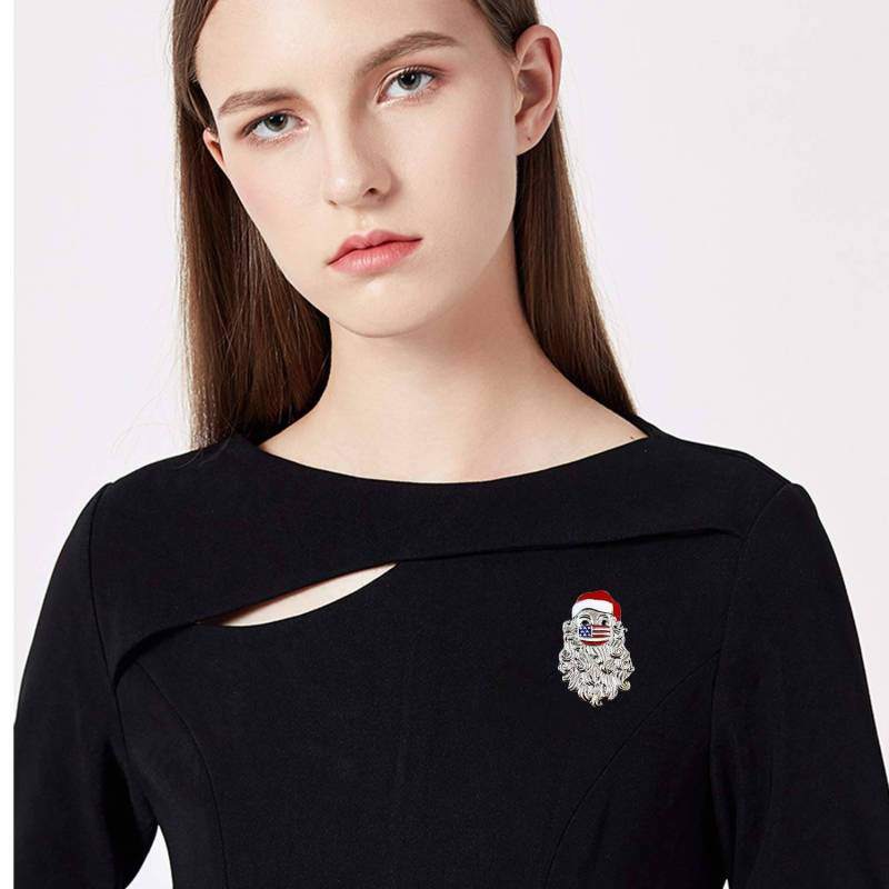 Broche de Natal em prata de lei banhada a ouro branco-5