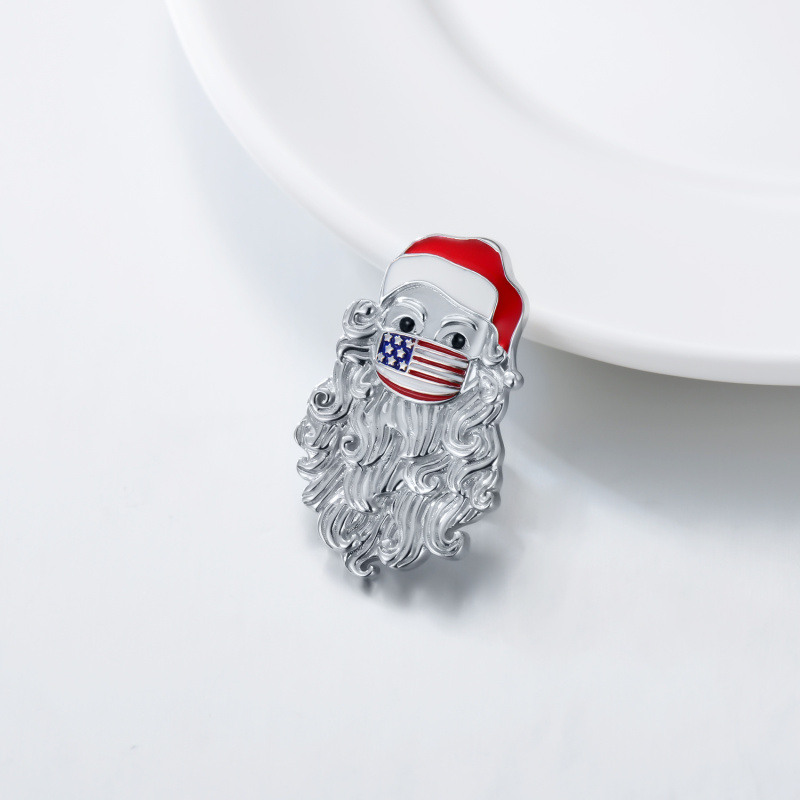 Pin navideño en plata de ley bañada en oro blanco-2
