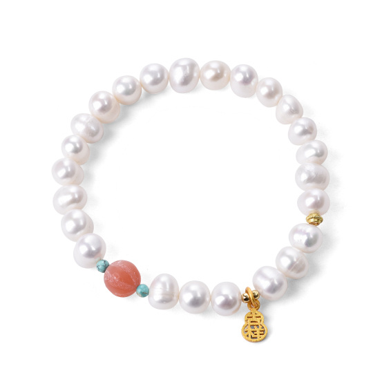 Circular Shaped Pearl Bead Charm Bracelet