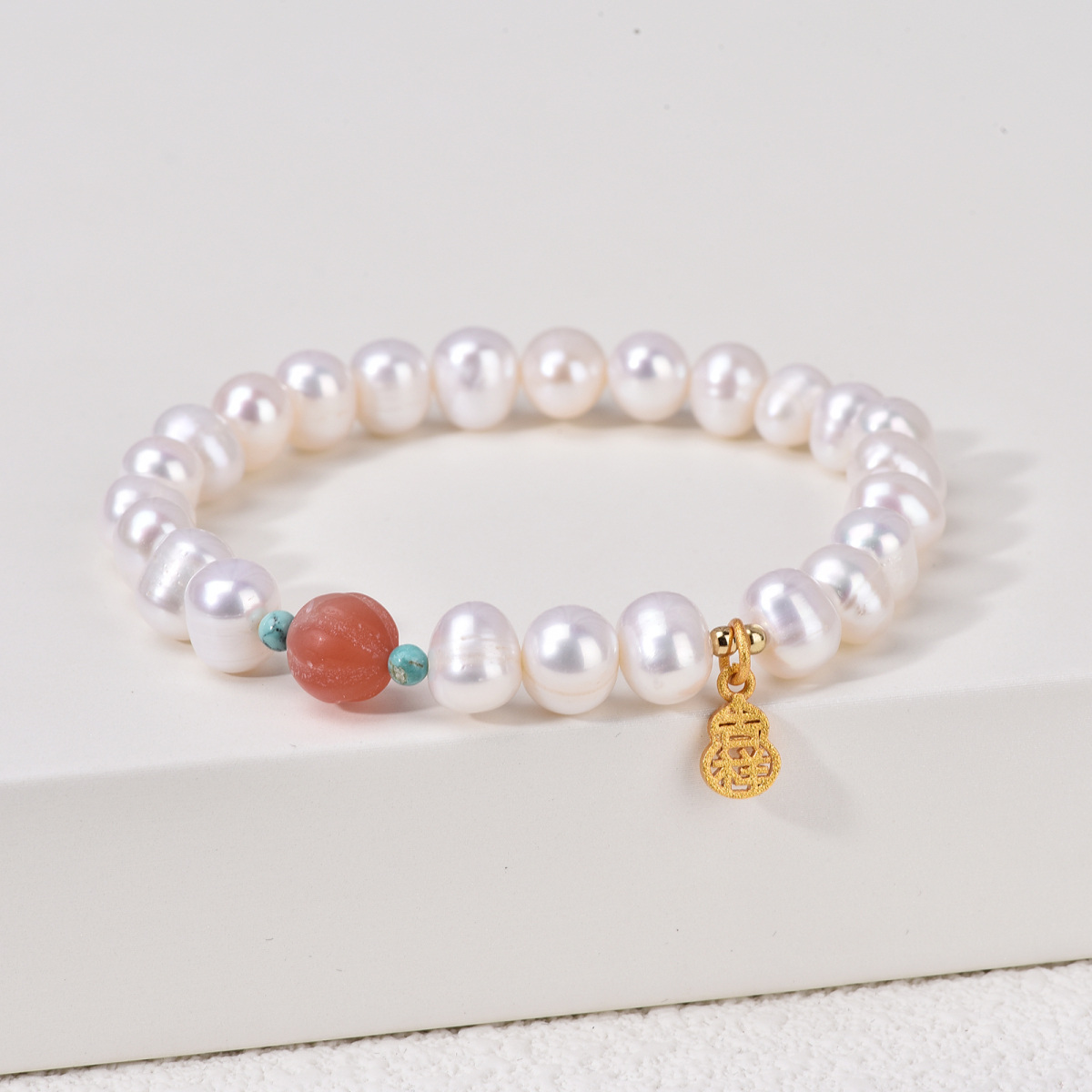 Circular Shaped Pearl Bead Charm Bracelet-4