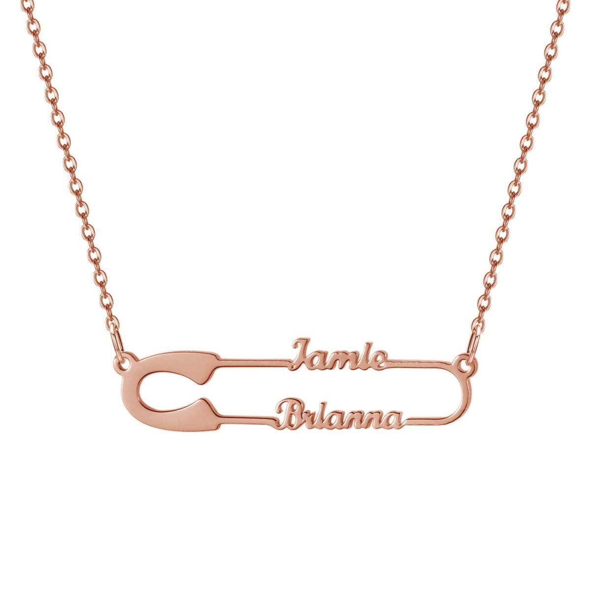 Cooper mit Rose Gold plattiert personalisierte klassische Name & Paper Clip Anhänger Halsk-1