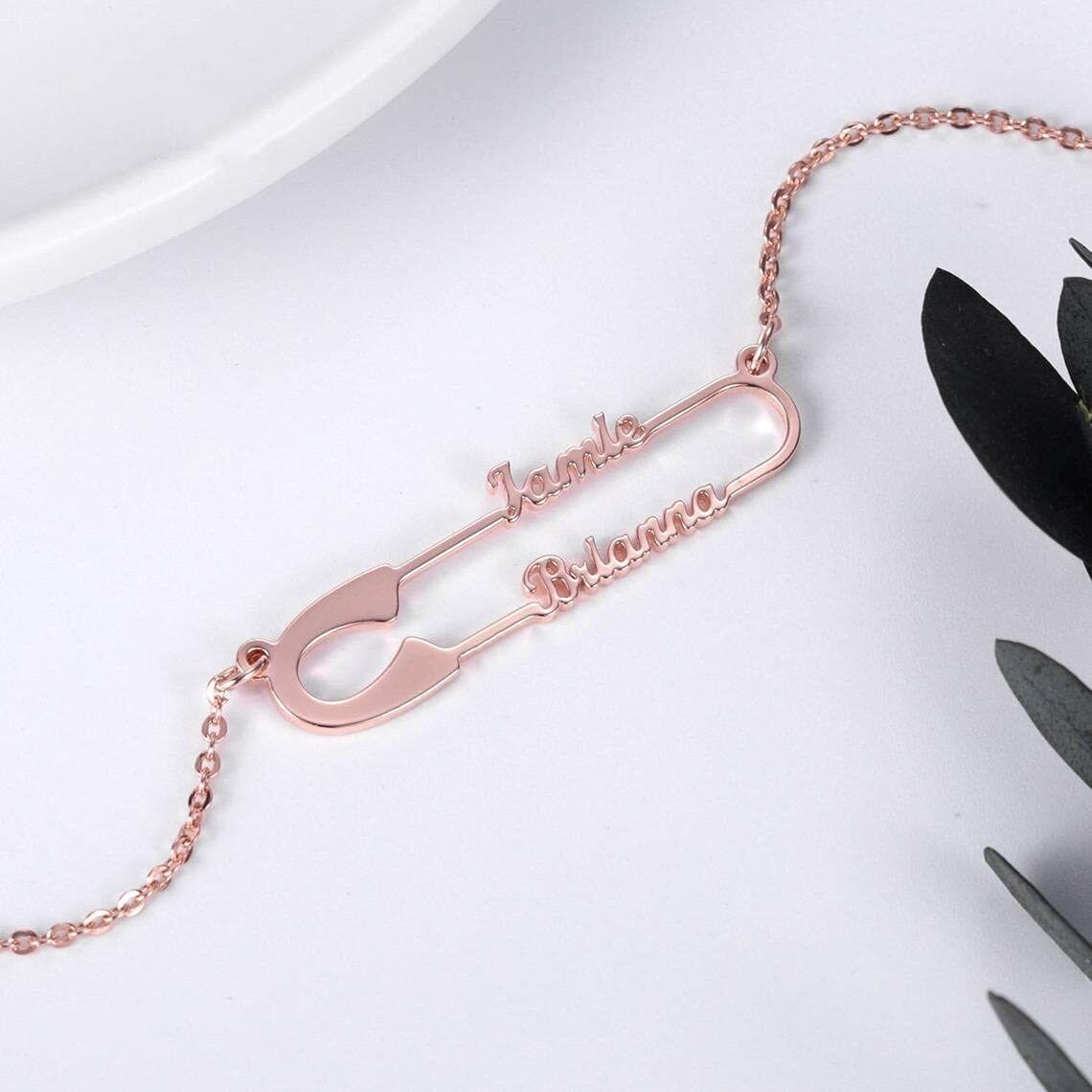 Cooper with Rose Gold Plated Personalized Classic Name & Paper Clip Pendant Necklace-2