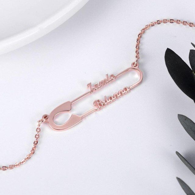 Cooper met Rose Gold Plated Gepersonaliseerde Klassieke Naam & Paper Clip Hanger Collier-2