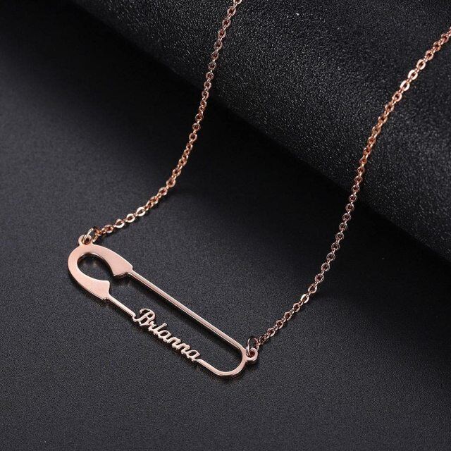 Cooper with Rose Gold Plated Personalized Classic Name & Paper Clip Pendant Necklace-3