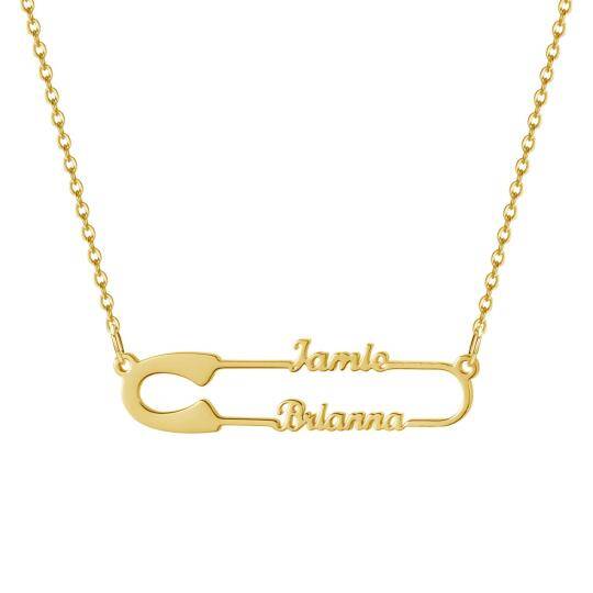 Cooper with Yellow Gold Plated Personalized Classic Name & Paper Clip Pendant Necklace