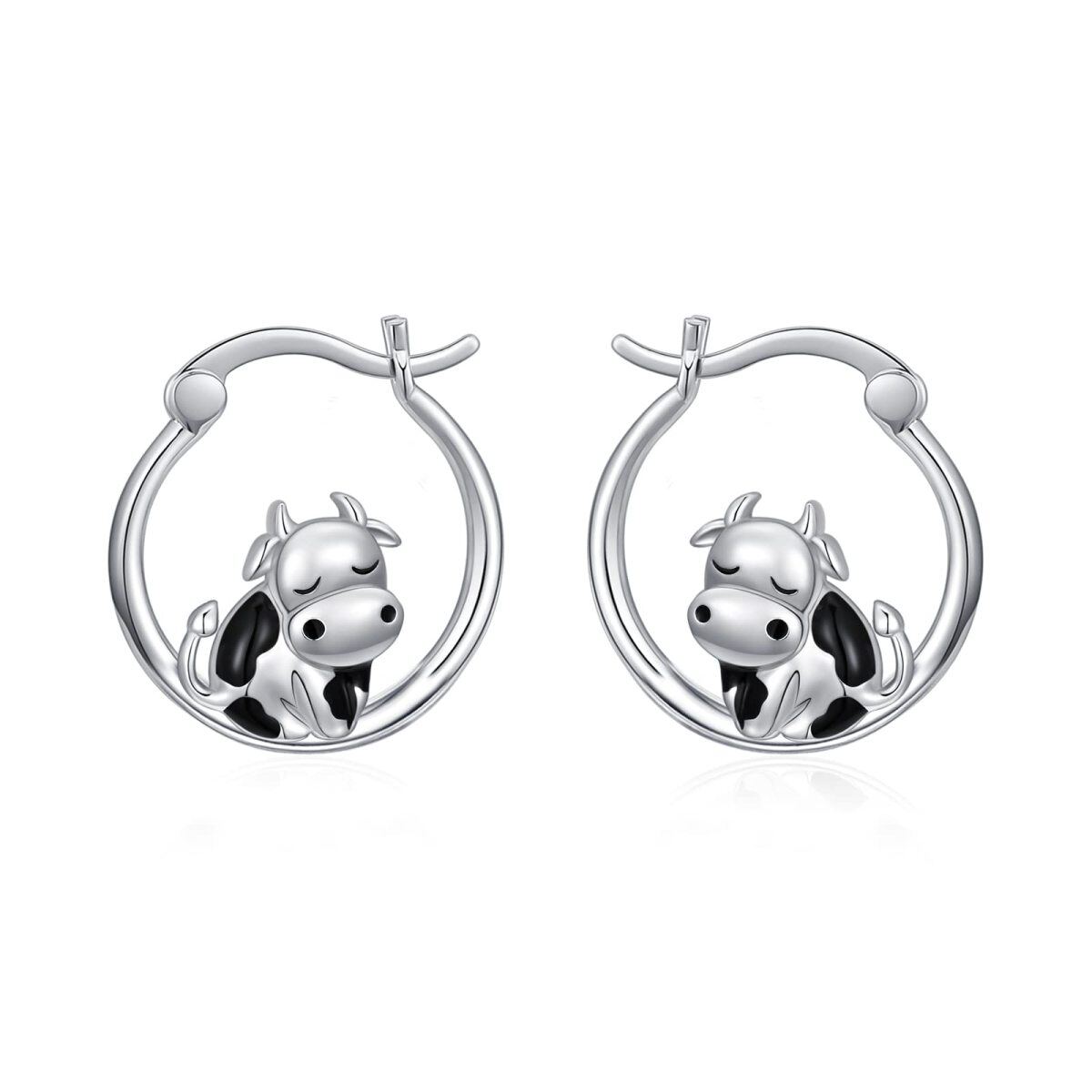 Sterling Silver Cow Earrings For Women-1