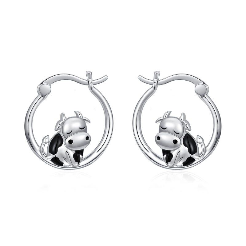 Damskie srebrne kolczyki z krowami-1