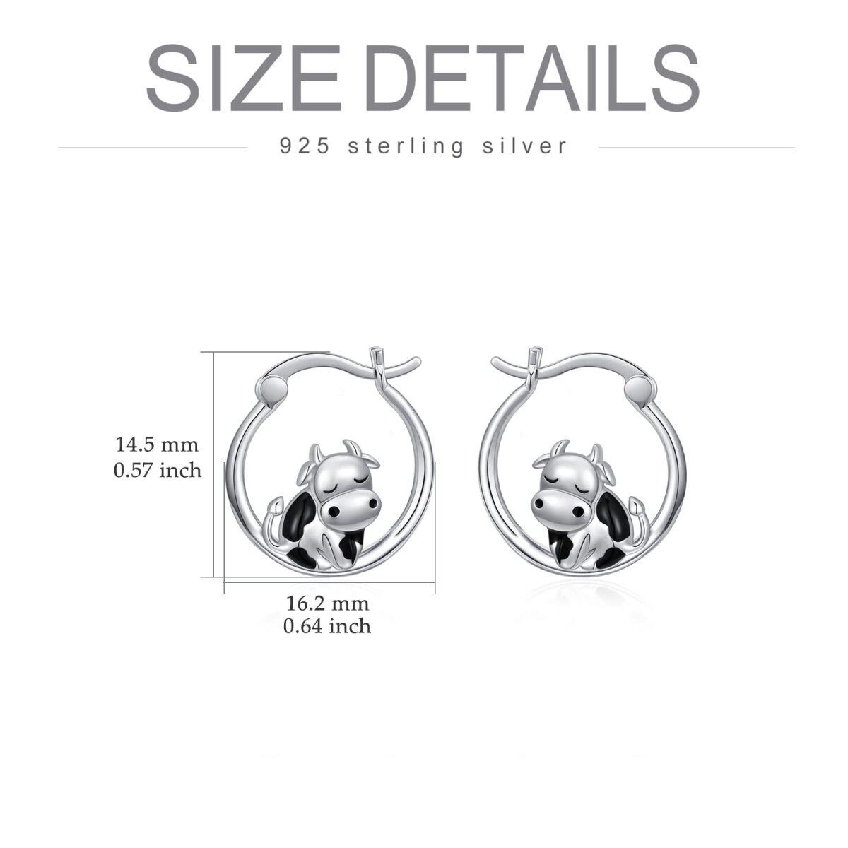 Boucles d'oreilles vache en argent sterling pour femmes-4