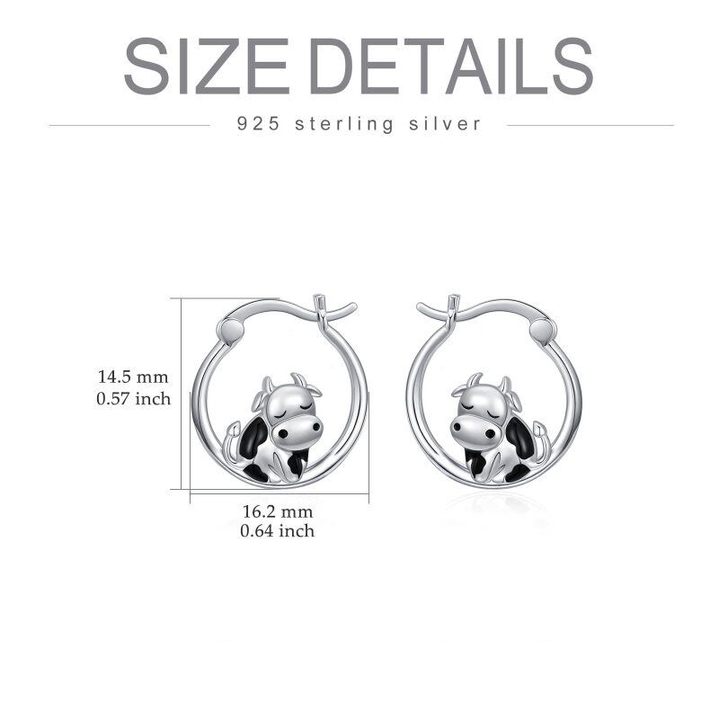 Damskie srebrne kolczyki z krowami-4