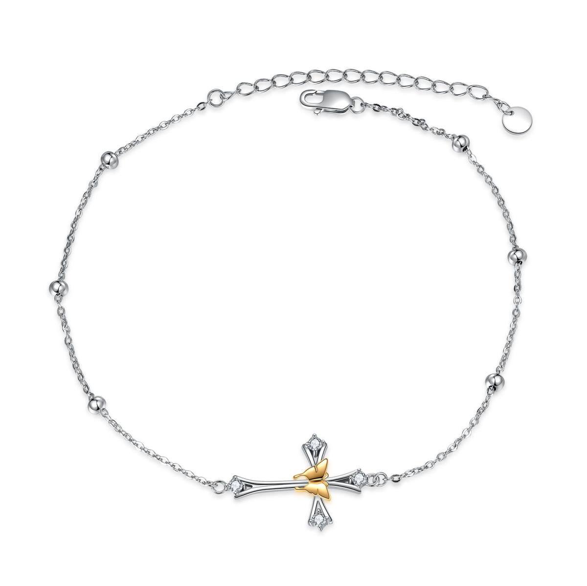Tobillera ajustable con forma de cruz, ideal como regalo para mujeres, adolescentes y niñas.-1
