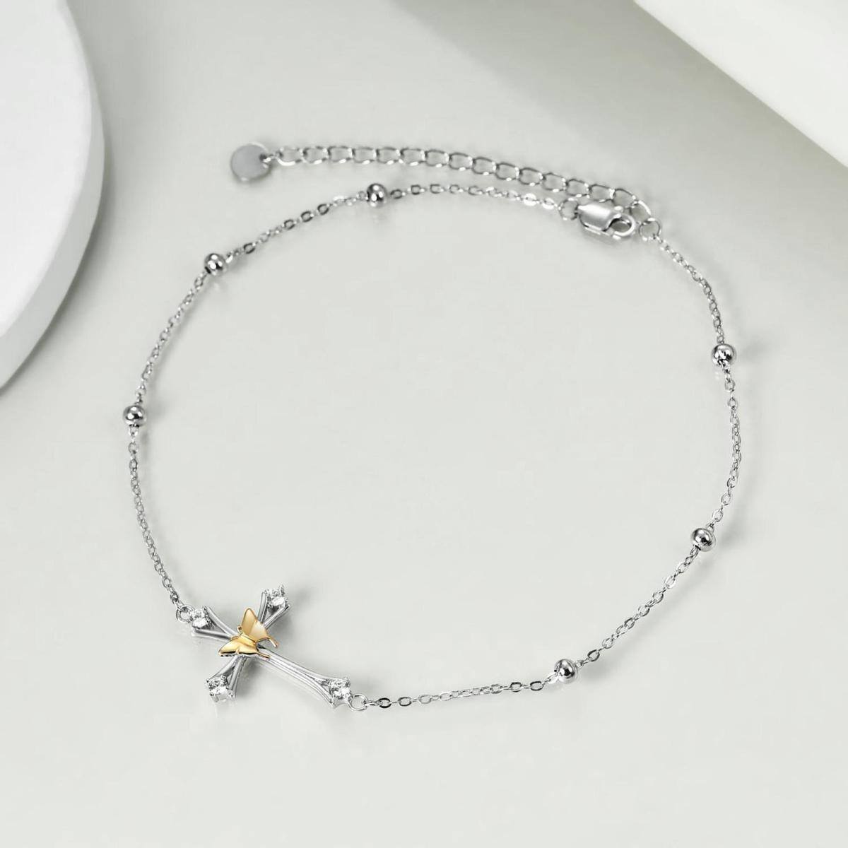 Tobillera ajustable con forma de cruz, ideal como regalo para mujeres, adolescentes y niñas.-5