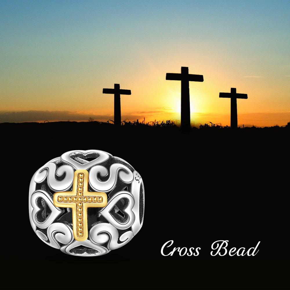 Breloque croix pour bracelets en argent sterling 925, croix ajourée en or, pour collier pendentif, bijoux chrétiens, cadeaux religieux pour femmes et hommes-5