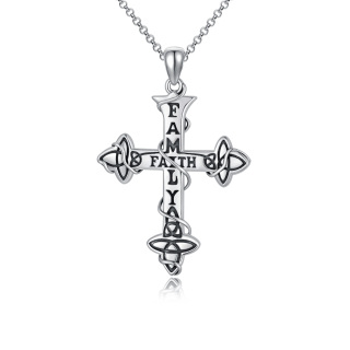 Cross Necklace Sterling Silver Faith Family Lord's Prayer Gothic Christian Jewelry-51
