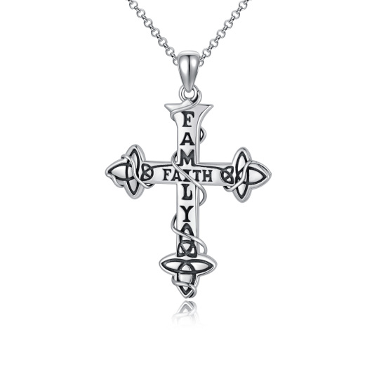قلادة صليب من الفضة الإسترلينية، عائلة الإيمان، صلاة الرب، مجوهرات مسيحية قوطية
