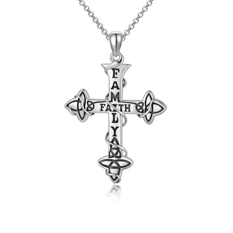 Cross Necklace Sterling Silver Faith Family Lord's Prayer Gothic Christian Jewelry-20