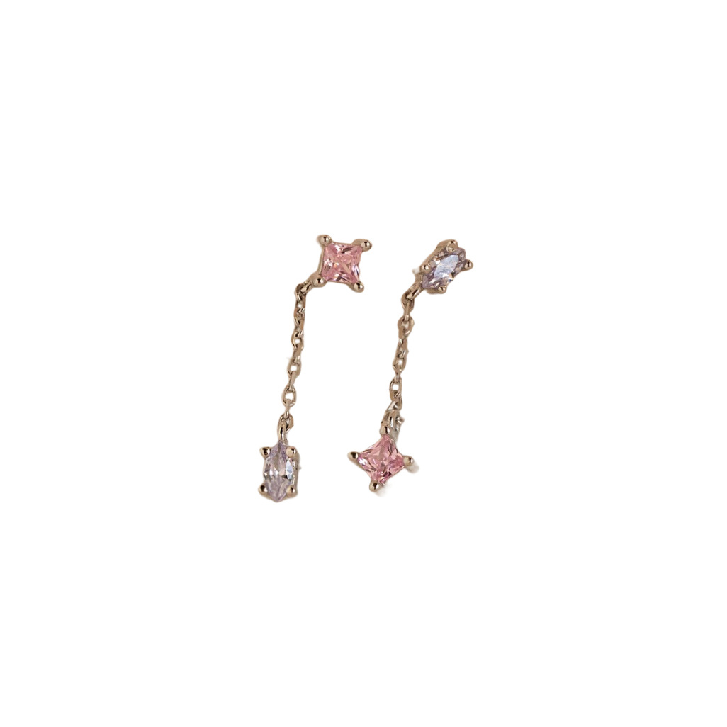 Kristall-Tropfen-Ohrringe aus 925er Sterlingsilber, baumelnde Ketten-Ohrstecker, Geschenke für Frauen-1