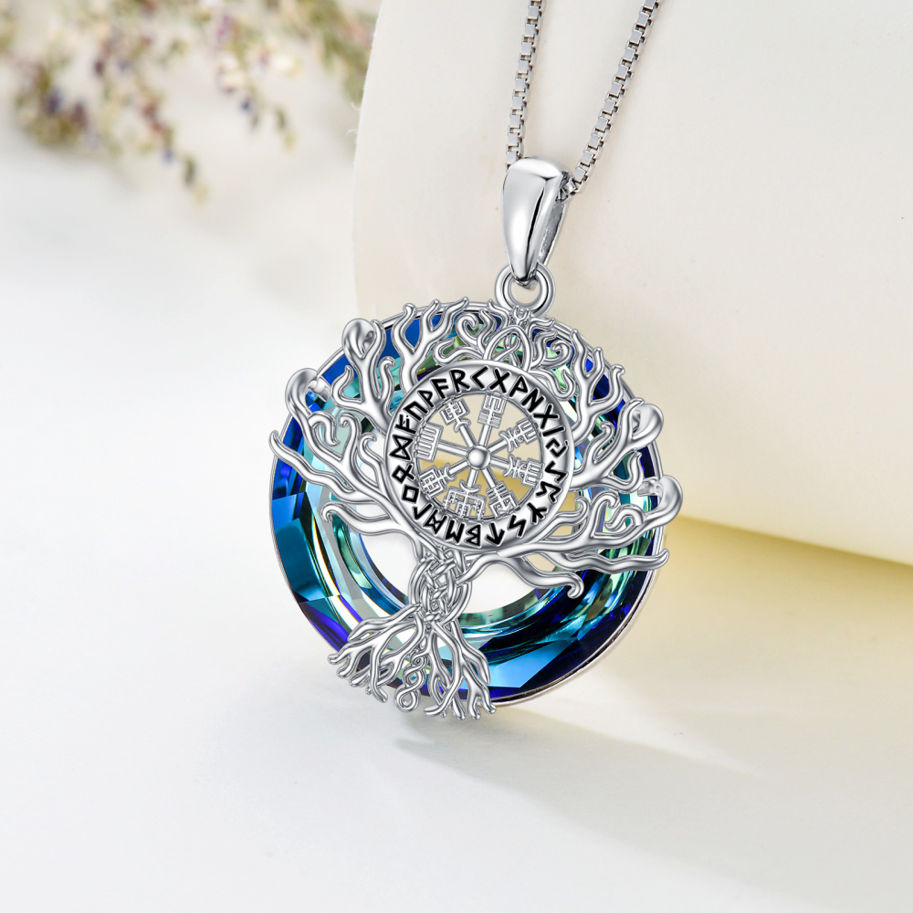Collier avec pendentif en cristal runique viking arbre de vie en argent sterling-3