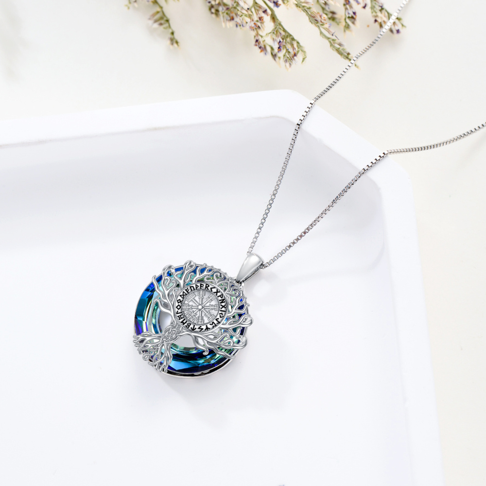Collier avec pendentif en cristal runique viking arbre de vie en argent sterling-4