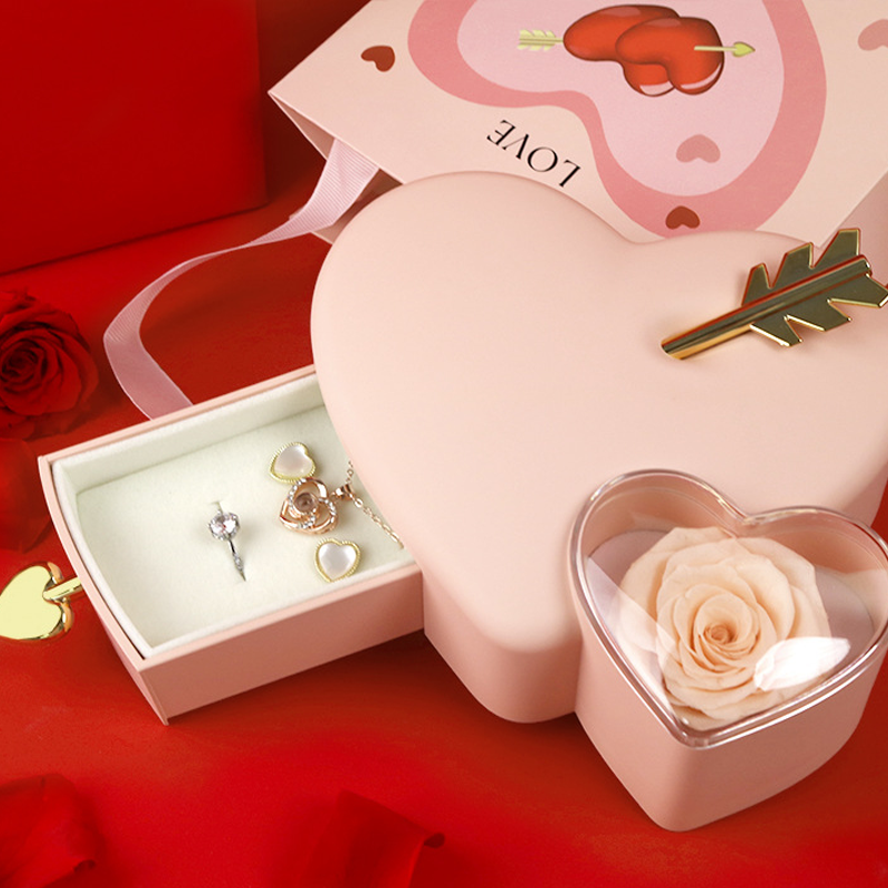 Cupid's Arrow Preserved Rose Jewelry Gift Box for Your Lovely-1