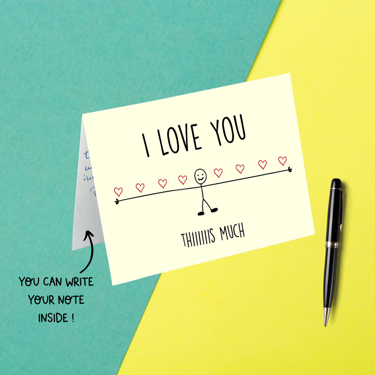 Custom I Love You This Much English Word I Love You Card-3