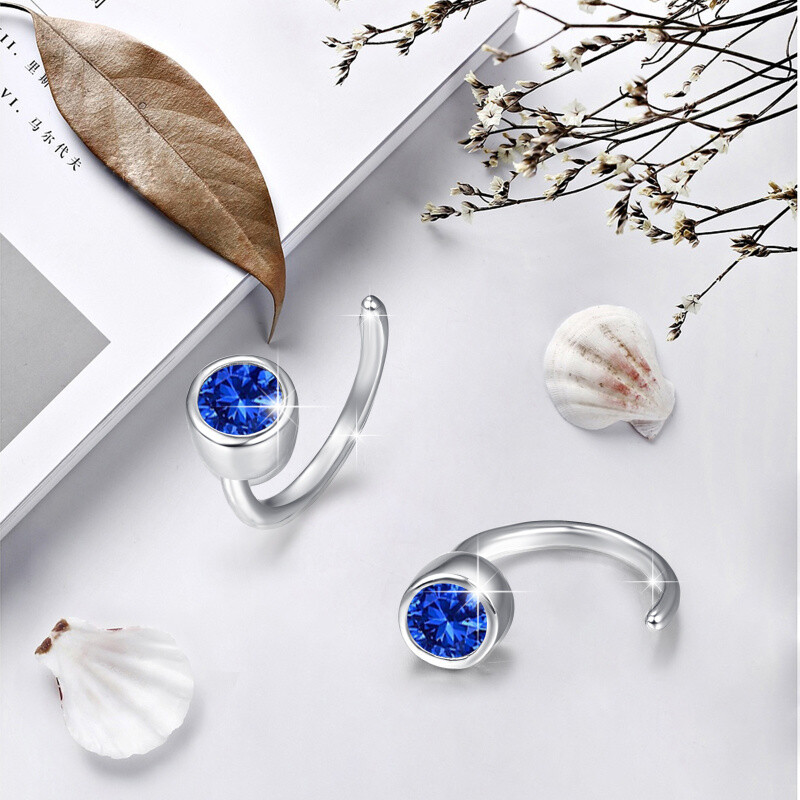 Kolczyki koła ze srebra próby 925 z cyrkonią sześcienną-5