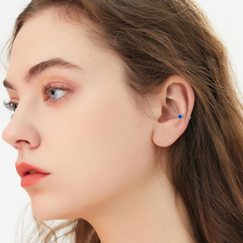 Kolczyki koła ze srebra próby 925 z cyrkonią sześcienną-3