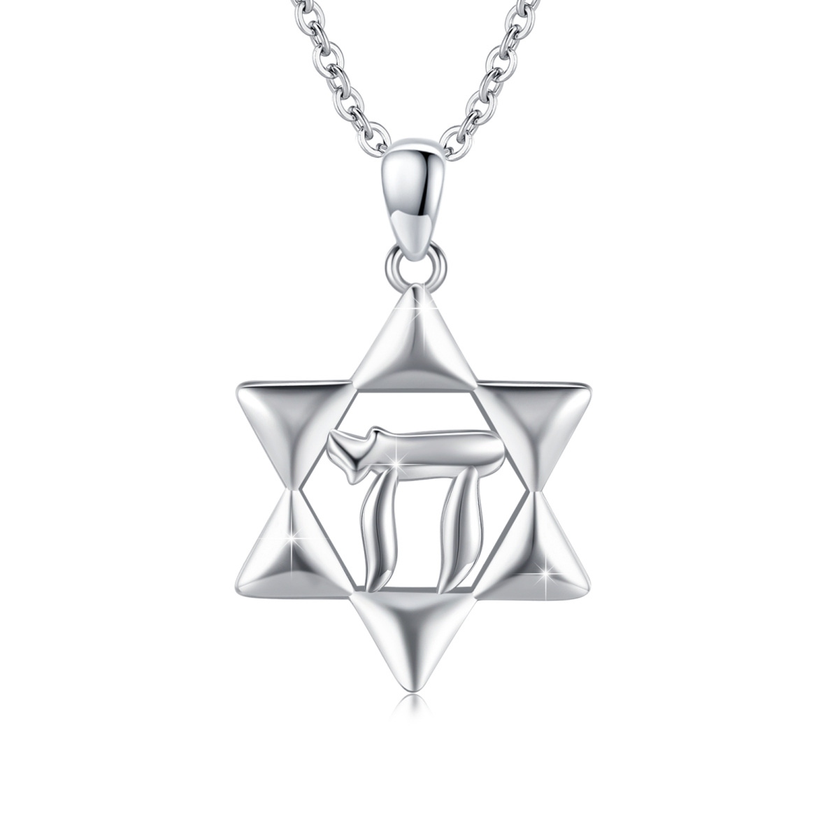 Sterling Silver Star Of David Necklace for Women Men-1